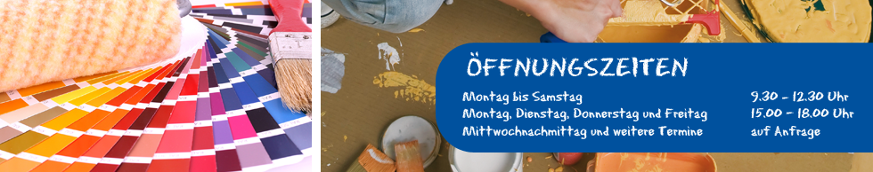 Öffnungszeiten: Montag bis Freitag jeweils von 9 Uhr 30 bis 12 Uhr 30 und Nachmittags von 15 Uhr bis 18 Uhr.
				Samstags nur von 9 Uhr 30 bis 12 Uhr 30. Mittwochnachmittags und weitere Termine nur auf Anfrage.